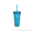 18 oz dubbele geglazuurde plastic beker diamant gesneden sippy cup maïs mok